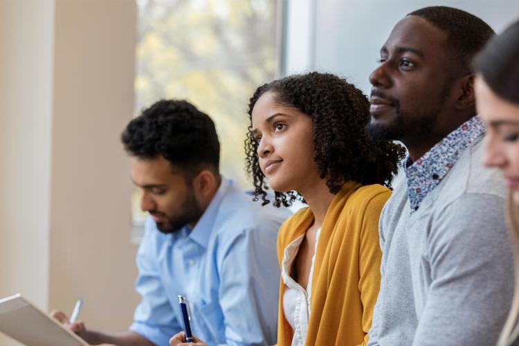 Group of business people concentrate during training class 